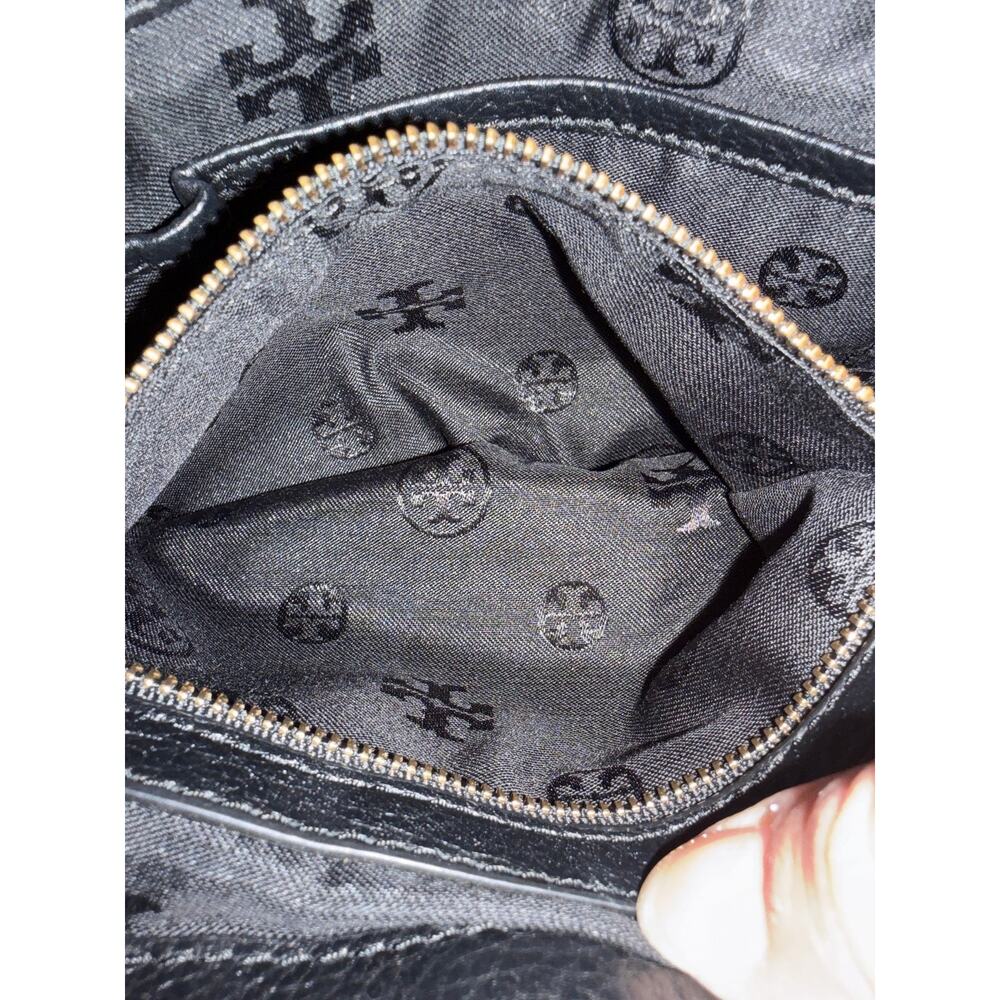 TORY BURCH Crossbody Bag Women's Black Pebbled Leather Tassel Logo Shoulder - Picture 12 of 16